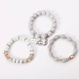Bohemia Elephant Beaded Bracelet Set Wing Heart Charm Marble Stone Chain Bangle