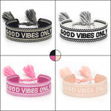 Bohemia Embroidery Letters Woven Tassel Bracelet Adjustable Rope Braided