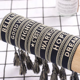Bohemia Embroidery Letters Woven Tassel Bracelet Retro Jewel