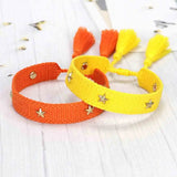 Bohemia Embroidery Woven Tassel Bracelets for Women Adjustable Rope