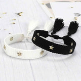 Bohemia Embroidery Woven Tassel Bracelets for Women Adjustable Rope