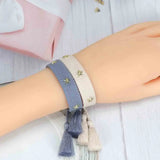 Bohemia Embroidery Woven Tassel Bracelets for Women Adjustable Rope
