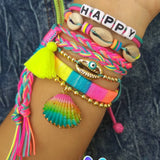 Bohemia Ethnic Word Bracelet Set with Embroidery for Women Men