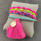 Bohemia Ethnic Word Bracelet Set with Embroidery for Women Men