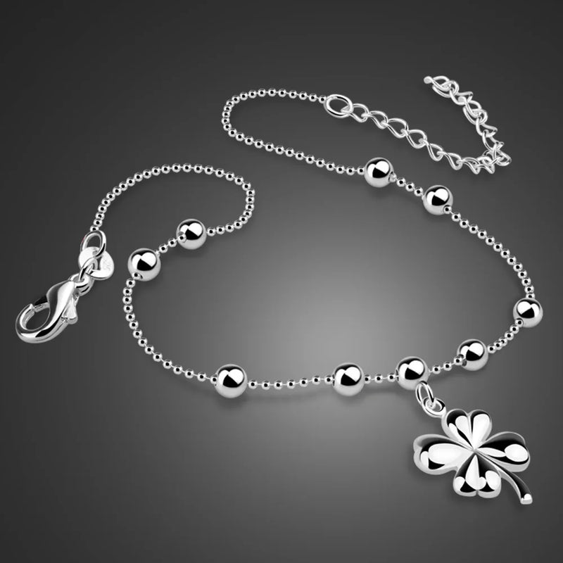 Bohemia Clover Anklets 925 Sterling Silver Foot Beach Ball Anklets