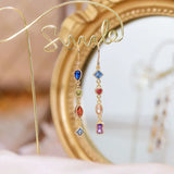 Bohemia Colorful Crystal Tassel Earrings Bling Rhinestone Stud Wedding Jewelry