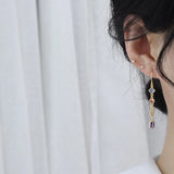 Bohemia Colorful Crystal Tassel Earrings Bling Rhinestone Stud Wedding Jewelry