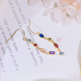 Bohemia Colorful Crystal Tassel Earrings Bling Rhinestone Stud Wedding Jewelry