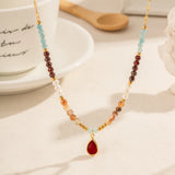 Bohemia Pearl Zircon Water Drop Pendant Necklace For Women