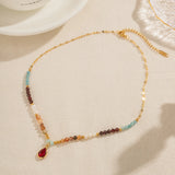 Bohemia Pearl Zircon Water Drop Pendant Necklace For Women