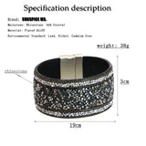 Bohemia Rhinestone Charm Bracelet Magnetic Clasp Crystal Leathers