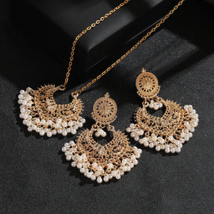 Bohemia Peach Heart Pendant Set Vintage Tassel Jewelry