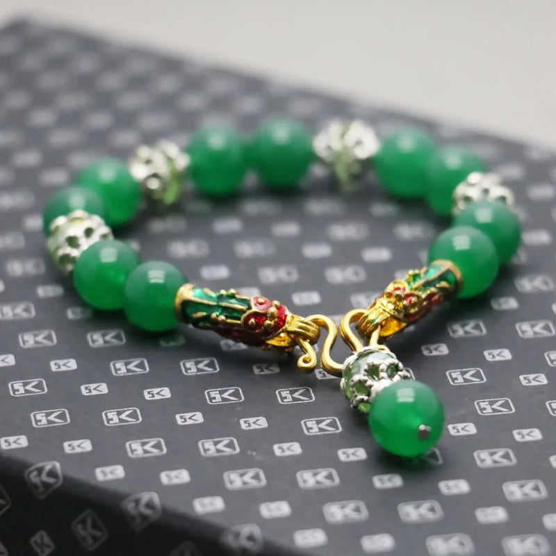 Bohemia Green Chalcedony Crystal Beads Bracelet Hand Chain