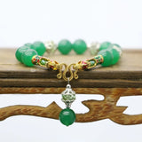 Bohemia Green Chalcedony Crystal Beads Bracelet Hand Chain