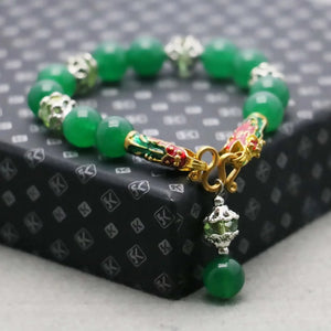 Bohemia Green Chalcedony Crystal Beads Bracelet Hand Chain