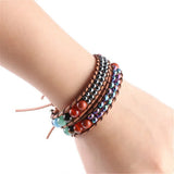 Bohemia 7 Chakra Stone Yoga Bracelet with Alloy Button