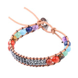 Bohemia 7 Chakra Stone Yoga Bracelet with Alloy Button