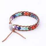 Bohemia 7 Chakra Stone Yoga Bracelet with Alloy Button