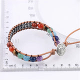 Bohemia 7 Chakra Stone Yoga Bracelet with Alloy Button