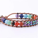 Bohemia 7 Chakra Stone Yoga Bracelet with Alloy Button