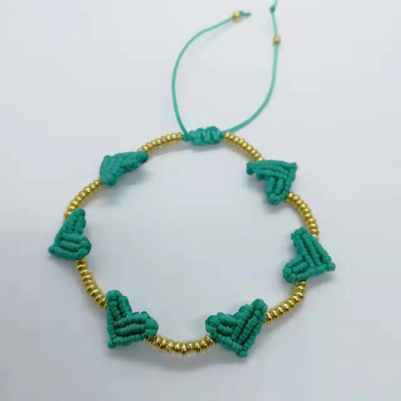 Bohemia Braid Bangle Macrame Bracelet Women Boho Heart Pulseras Jewelry