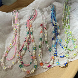 Bohemia Seed Beads Necklace Set Choker Women Pearl Flower Necklaces