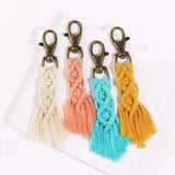 Bohemia Macrame Keychain Tassel Key Chain for Women Girl Bag Charms