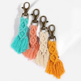 Bohemia Macrame Keychain Tassel Key Chain for Women Girl Bag Charms