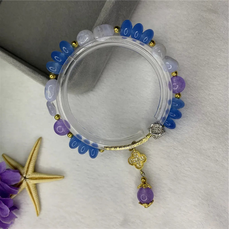 Bohemia Stone Beads Bracelet with Jades Abacus Pendant Chain for Women