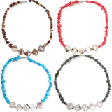 Bohemia Healing Jewelry Necklace Natural Gravel Stone Agate Chips Beaded Choker
