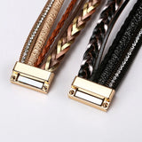 Bohemia Pearls Leather Weave Bracelet for Women