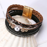Bohemia Pearls Leather Weave Bracelet for Women
