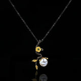 Bohemia Pearl Flower Pendant Necklace Vintage Sweater Chain