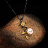 Bohemia Pearl Flower Pendant Necklace Vintage Sweater Chain