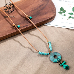 Bohemia Jewelry Long Necklace Wooden Beads Sweater Goth Chain
