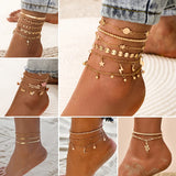 Bohemia Layered Foot Chain Anklet Set Women Beach Anklet Jewelry