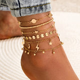 Bohemia Layered Foot Chain Anklet Set Women Beach Anklet Jewelry