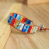 Bohemia Leather Wrap Bracelet Natural Stone 7 Chakra Jewelry Charm Bracelets