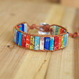 Bohemia Leather Wrap Bracelet Natural Stone 7 Chakra Jewelry Charm Bracelets