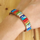 Bohemia Leather Wrap Bracelet Natural Stone 7 Chakra Jewelry Charm Bracelets