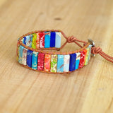 Bohemia Leather Wrap Bracelet Natural Stone 7 Chakra Jewelry Charm Bracelets