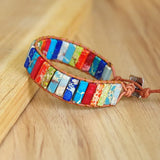 Bohemia Leather Wrap Bracelet Natural Stone 7 Chakra Jewelry Charm Bracelets
