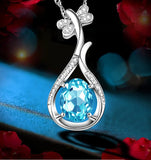 Bohemia Little Pipa Aquamarine Pendant Necklace 925 Silver