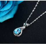 Bohemia Little Pipa Aquamarine Pendant Necklace 925 Silver