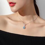 Bohemia Little Pipa Aquamarine Pendant Necklace 925 Silver