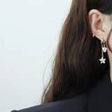 Bohemia Long Flower Leaf Women Earring 14K Zircon Stud Earrings