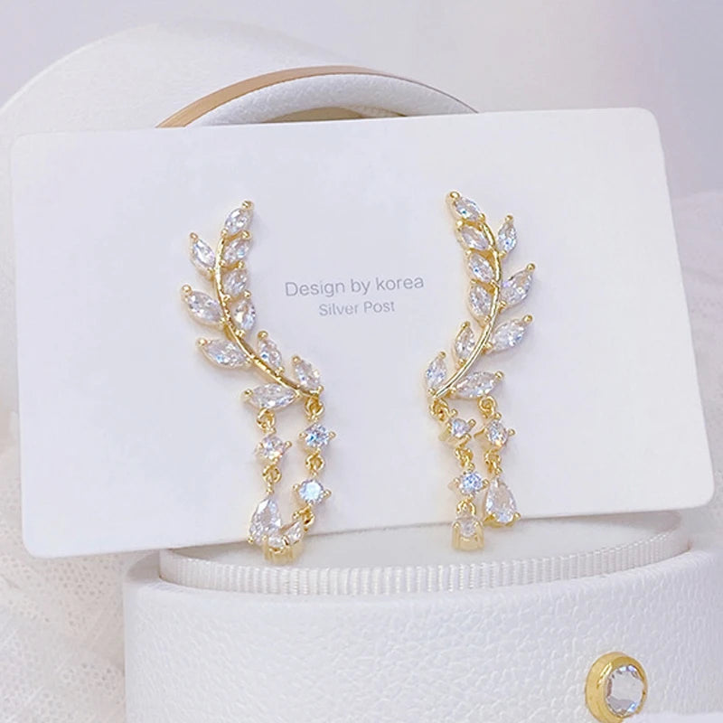 Bohemia Tassel Wing Earrings with Zirconia Studs