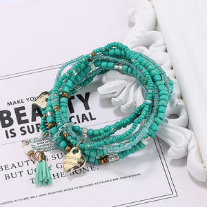 Bohemia Multilayer Double Love Heart Bracelet & Bangle For Women