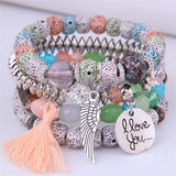 Bohemia Multilayer Elastic Bracelets Set For Women