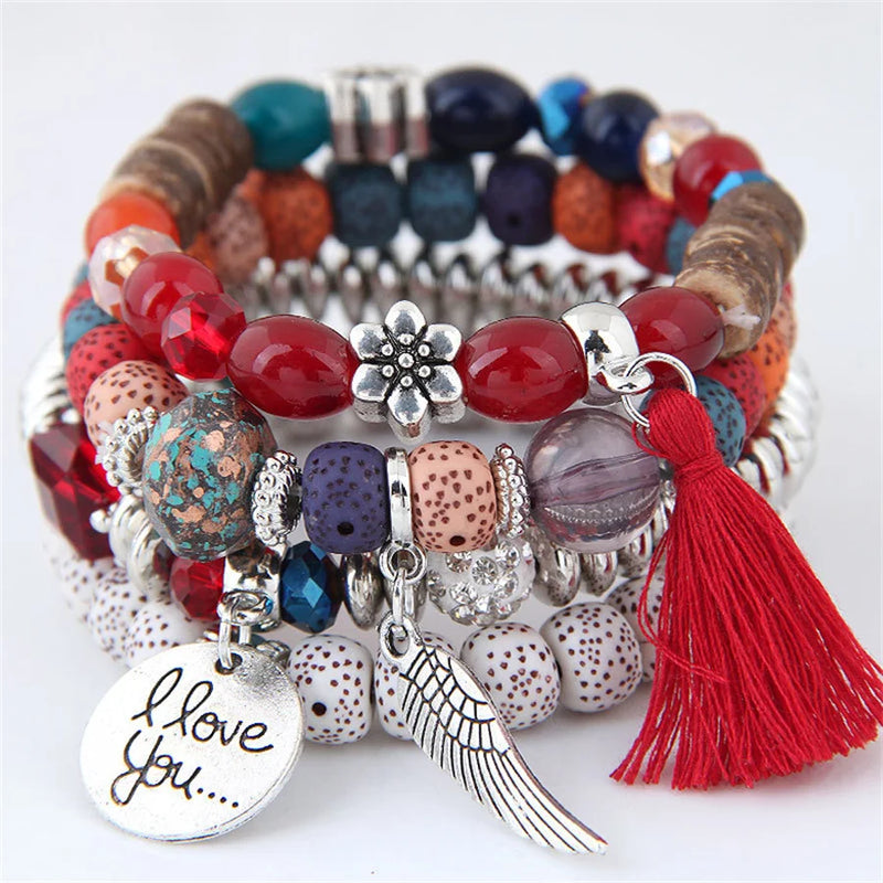 Bohemia Multilayer Elastic Bracelets Set For Women